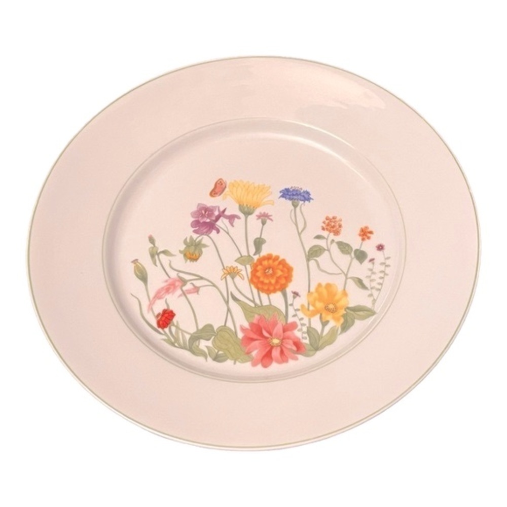 Denby-Langley Wonderland Portugal ‘74 multi wildflower center white dinner plate